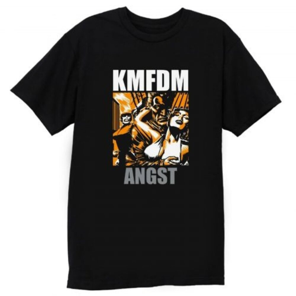 KMFDM Angst Album 90s Graphic Band Fan Industrial Rock Music Tee Shirt 159